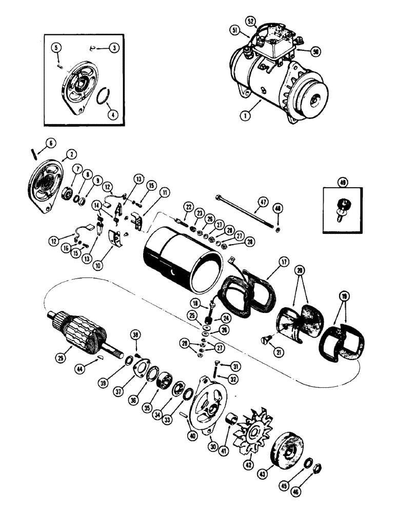 Схема запчастей Case W7 - (078) - A33983 & A22684 GENERATORS, 301 DIESEL AND 284 SPARK IGNITION ENG. (04) - ELECTRICAL SYSTEMS