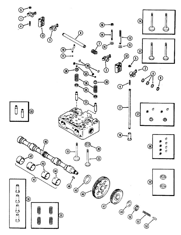 Схема запчастей Case W7E - (014) - VALVE MECHANISM & CAMSHAFT, (301B) DIESEL ENGINE (02) - ENGINE