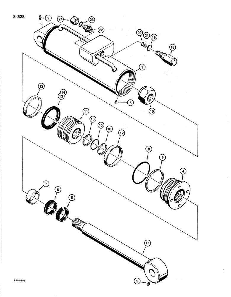 Схема запчастей Case 1187B - (8-328) - COLLECTOR ARM CYLINDER (08) - HYDRAULICS