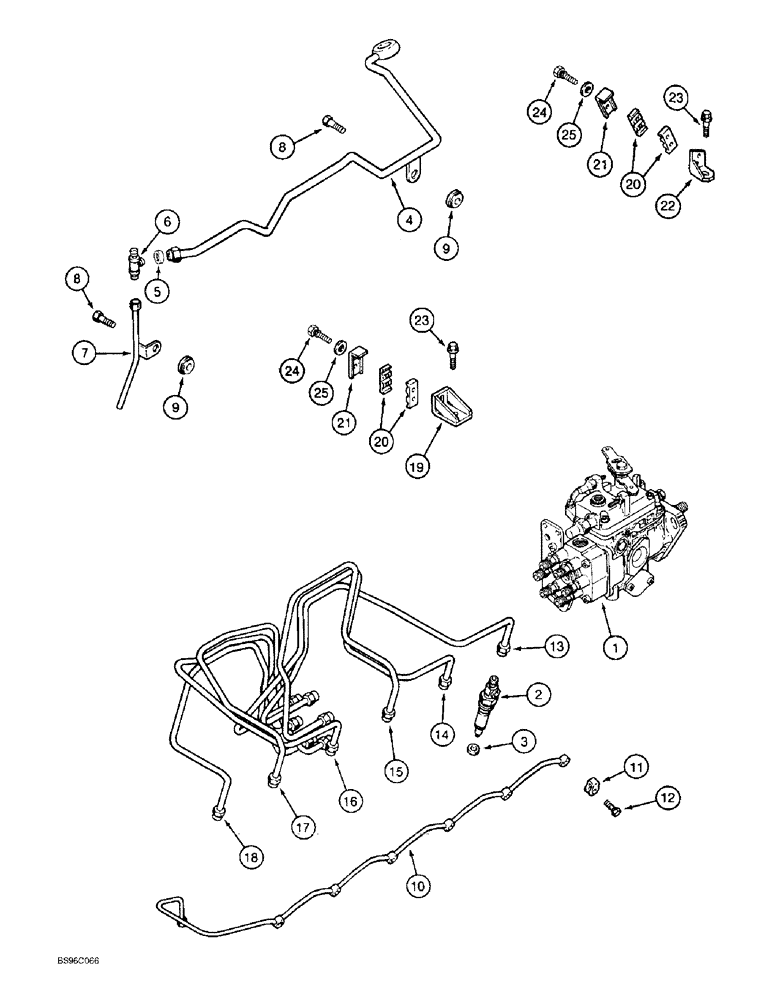 Схема запчастей Case 1155E - (3-14) - FUEL INJECTION SYSTEM, 6T-590 ENGINE (03) - FUEL SYSTEM