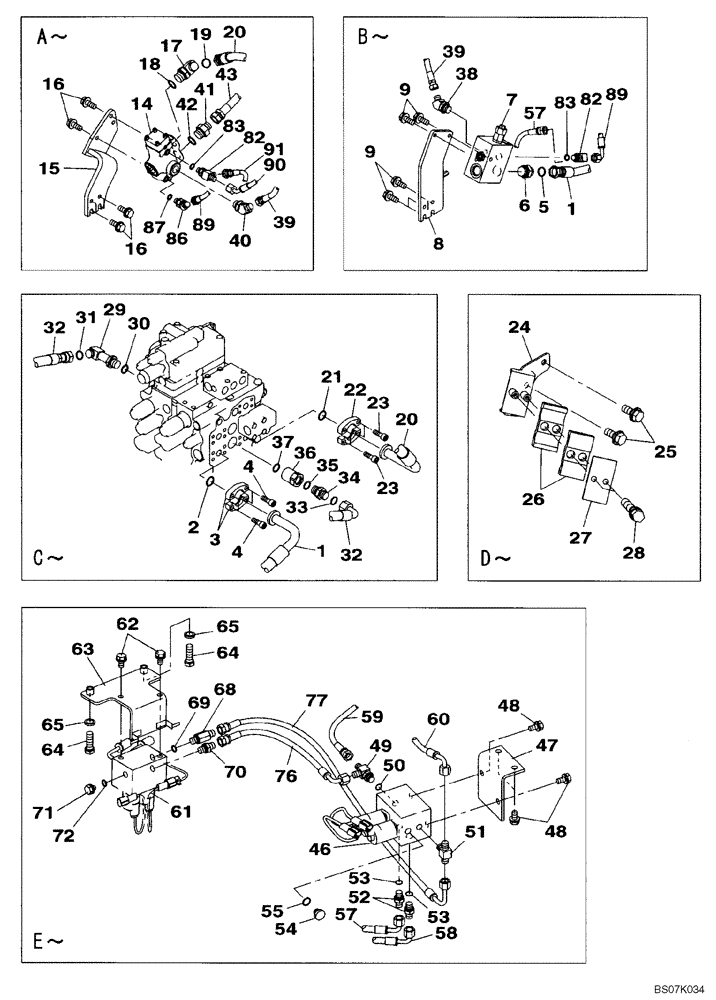 Схема запчастей Case CX130B - (08-39) - HYDRAULICS, AUXILIARY - MULTI-PURPOSE + 3 WAY VALVE, TRIGGER ACTIVATED (08) - HYDRAULICS