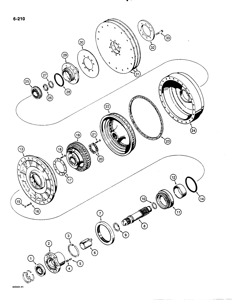 Схема запчастей Case 1455B - (6-210) - TORQUE CONVERTER, SHAFT, IMPELLER AND TURBINE (06) - POWER TRAIN