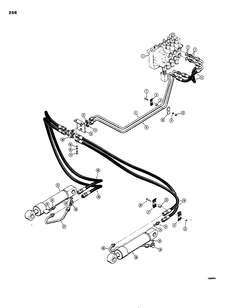 Схема запчастей Case 1150B - (256) - RIPPER HYDRAULIC CIRCUIT (07) - HYDRAULIC SYSTEM