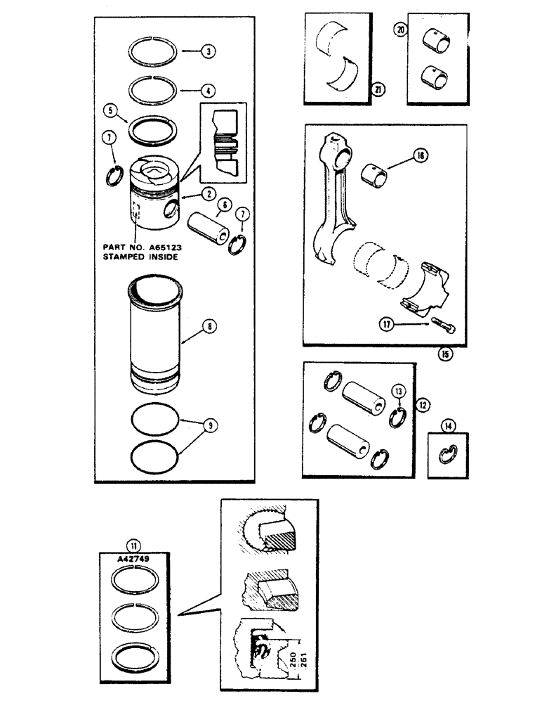 Схема запчастей Case 336B - (23A) - PISTON ASSEMBLY & CONNECTING RODS, 336BD NATURALLY ASPIRATED ENGINES 