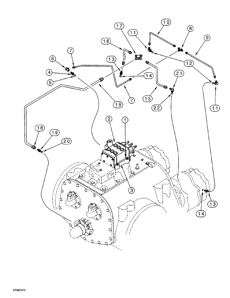 Схема запчастей Case 1150G - (6-031C) - TRANSMISSION ASSEMBLY HYDRAULICS, BRAKE LINES (03) - TRANSMISSION