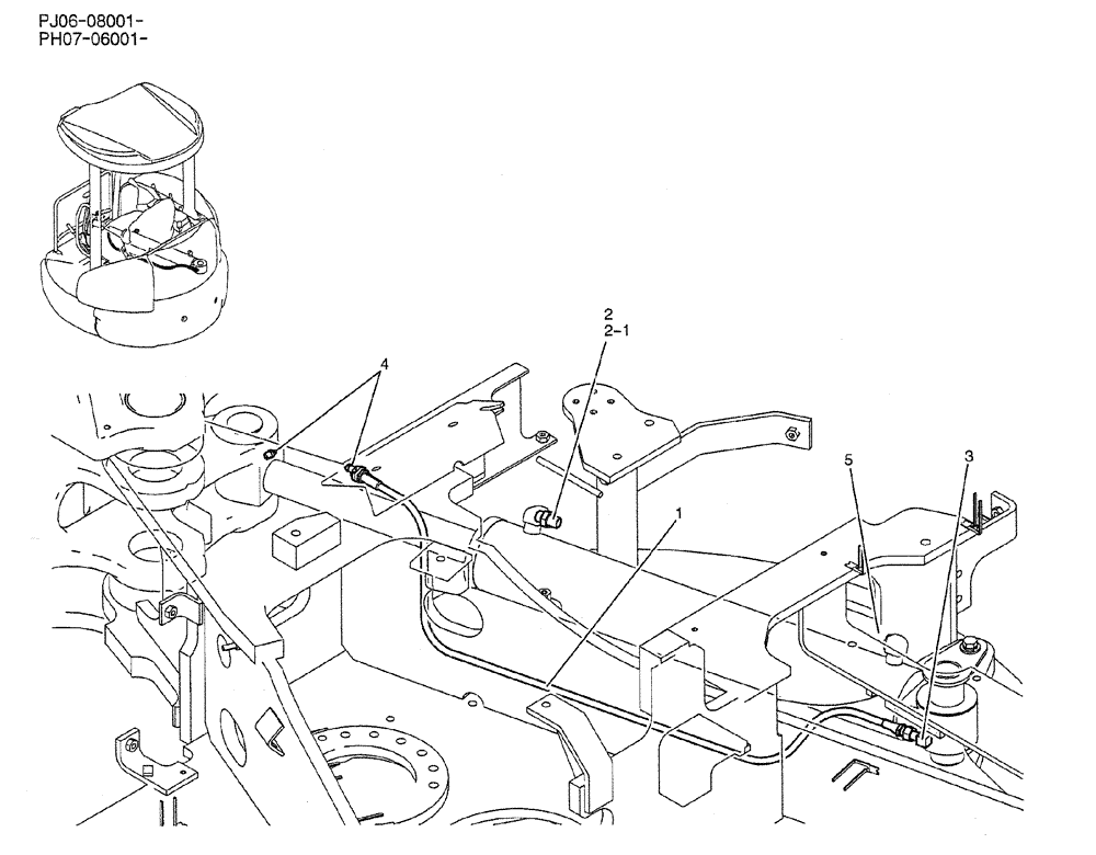 Схема запчастей Case CX50B - (01-024) - HYD LINES, CYLINDER (SWING) (PY42H00028F1) (05) - SUPERSTRUCTURE