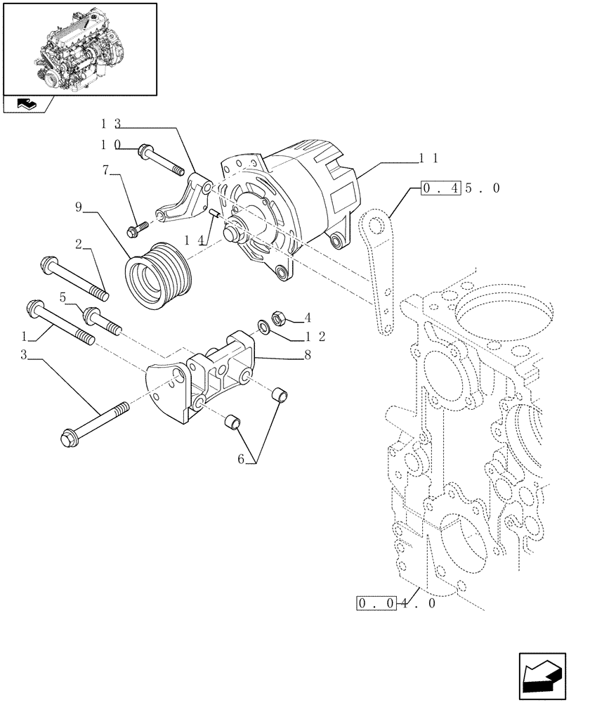 Схема запчастей Case F2CE9684H E003 - (0.40.0) - ALTERNATOR (504232014) 