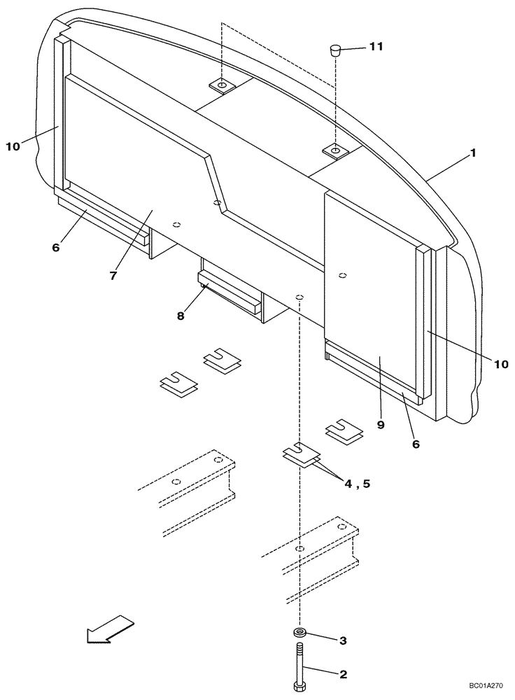 Схема запчастей Case CX210 - (09-04) - COUNTERWEIGHT - SOUNDPROOFING (09) - CHASSIS