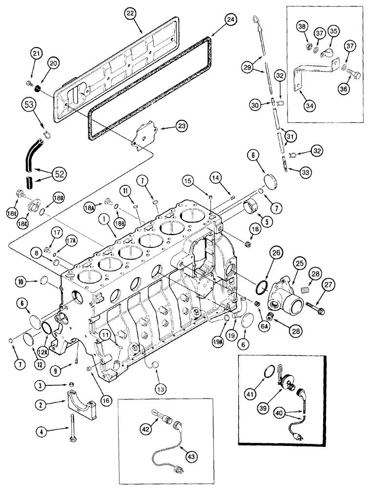 Схема запчастей Case 621D - (02-23) - CYLINDER BLOCK, 6T-590 EMMISSIONS CERTIFIED ENGINE, ENGINE BLOCK HEATER (02) - ENGINE