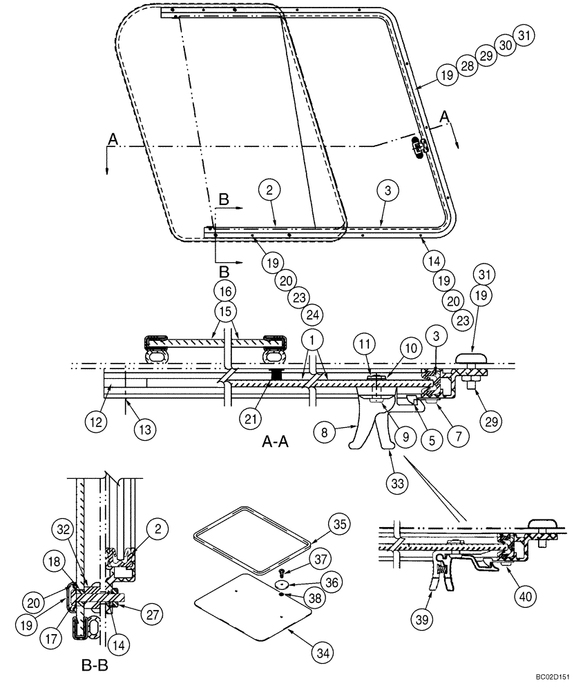 Схема запчастей Case 75XT - (09-35) - WINDOWS - SIDE AND TOP (09) - CHASSIS