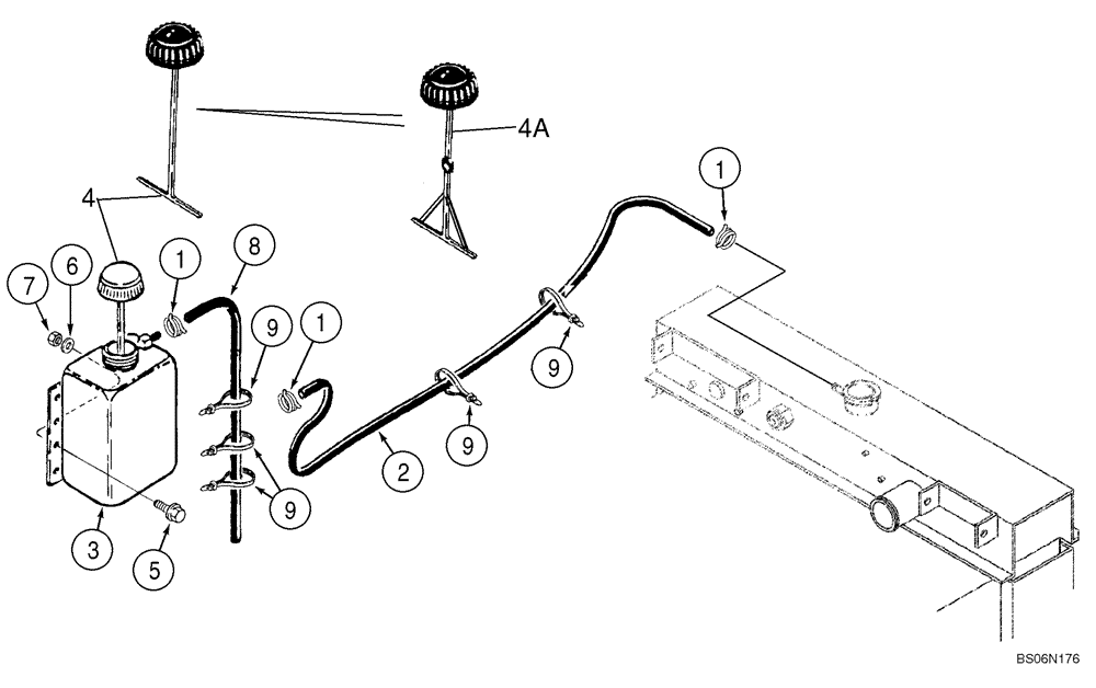 Схема запчастей Case 1150H - (02-05) - COOLANT RECOVERY SYSTEM (02) - ENGINE