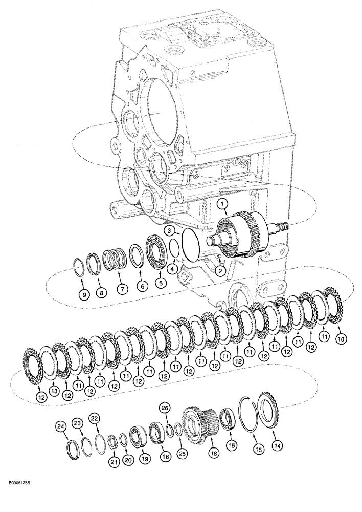 Схема запчастей Case 921 - (6-038) - TRANSMISSION ASSEMBLY 114363A1, FORWARD GEAR AND CLUTCH (06) - POWER TRAIN