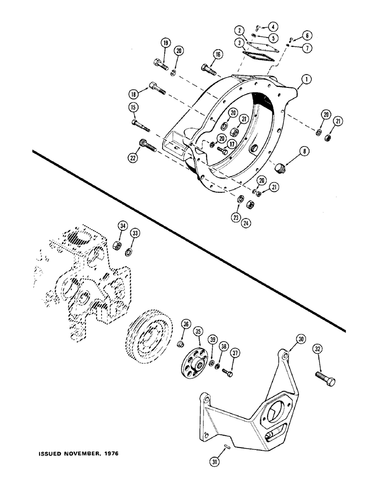 Схема запчастей Case 400C - (030) - FLYWHEEL HOUSING, (336B) DIESEL ENGINE (02) - ENGINE