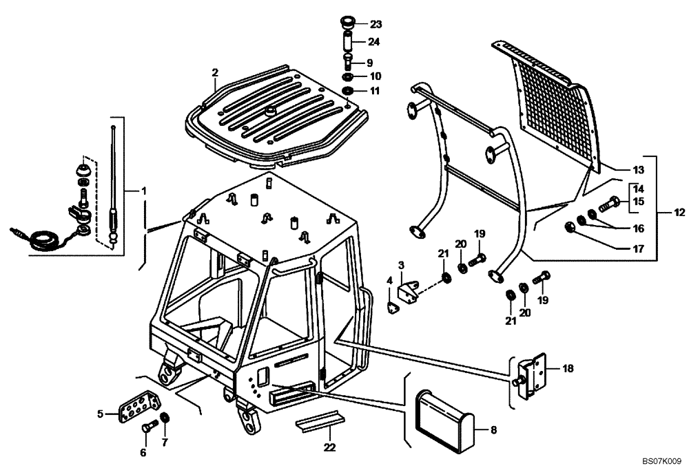 Схема запчастей Case 335B - (51A00011287[001]) - ACCESSORIES / ROOF / SHIELD / ANTENNA, CAB (87551384) (10) - Cab/Cowlings