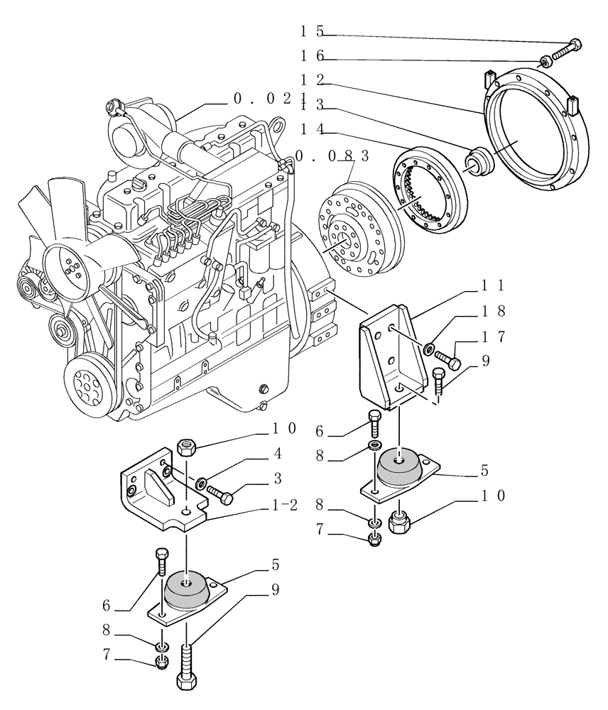 Схема запчастей Case 1850K - (0.505[05]) - SUSPENSION - ENGINE (01) - ENGINE