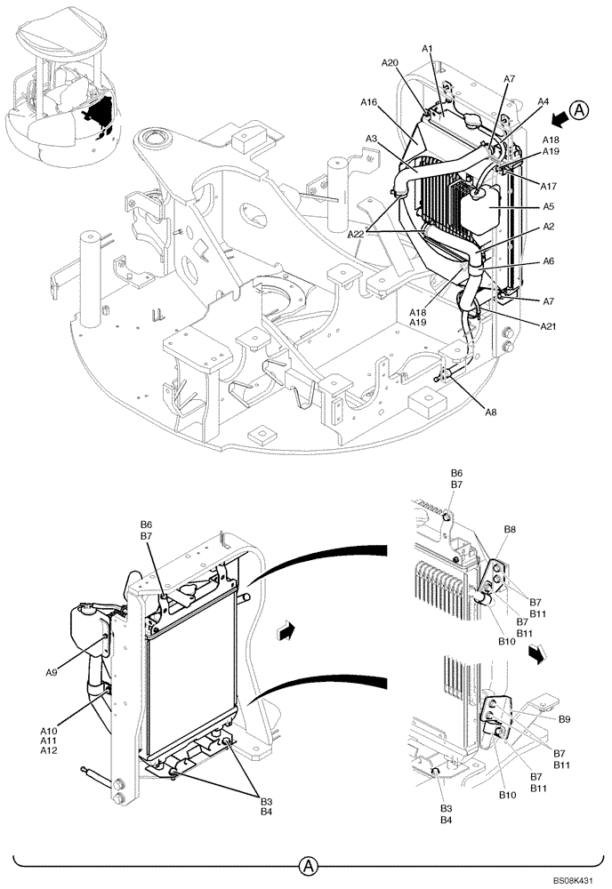 Схема запчастей Case CX27B BTW - (01-006) - RADIATOR INSTAL (PM05P00014F1, PM05P00015F1) (10) - ENGINE