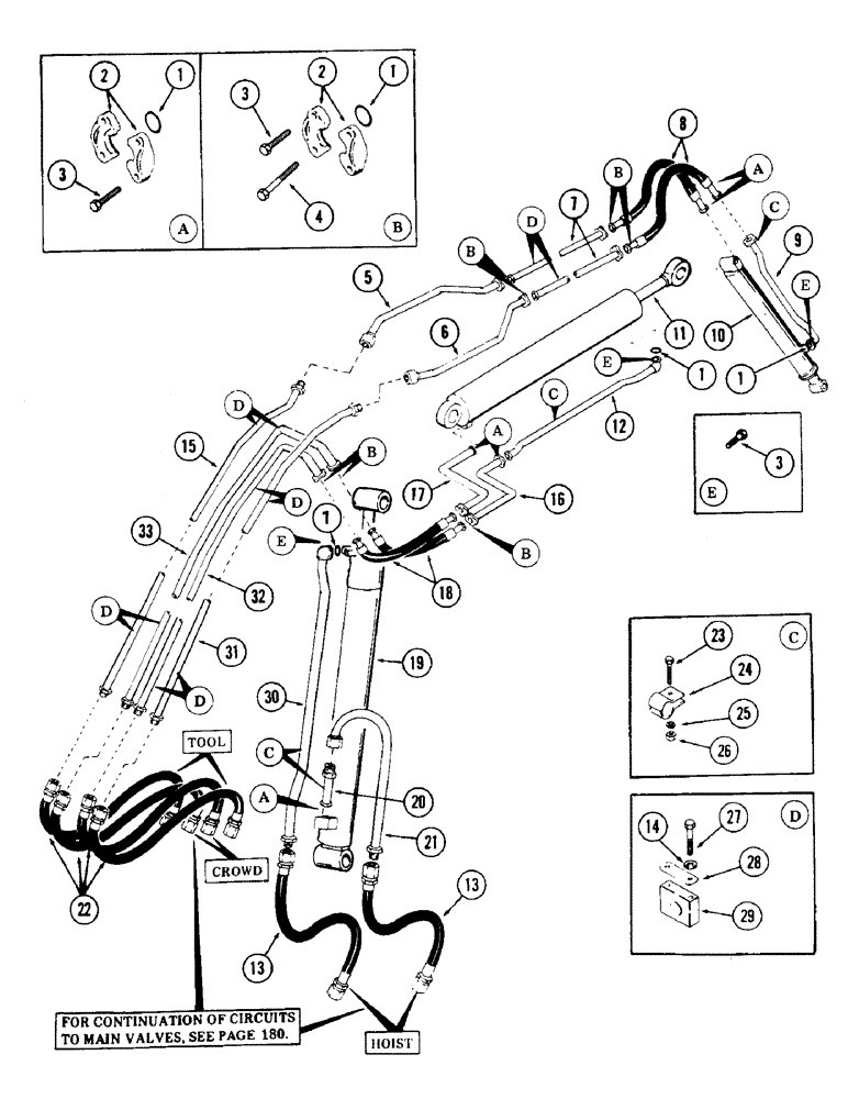 Схема запчастей Case 40 - (186) - "Y" BOOM TUBING (35) - HYDRAULIC SYSTEMS