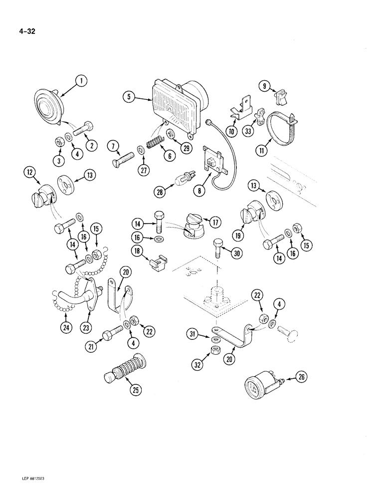 Схема запчастей Case 688 - (4-32) - TURNTABLE ELECTRICAL COMPONENTS (04) - ELECTRICAL SYSTEMS