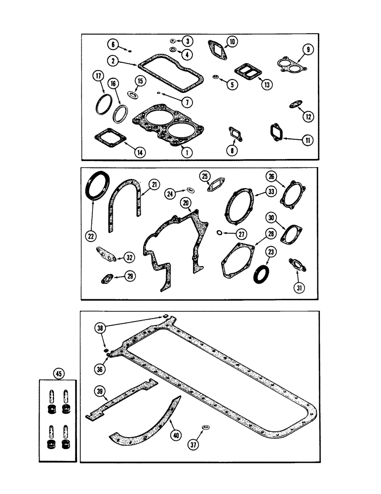 Схема запчастей Case 50 - (2-56) - ENGINE GASKET KITS, 504BDT ENGINE (02) - ENGINE