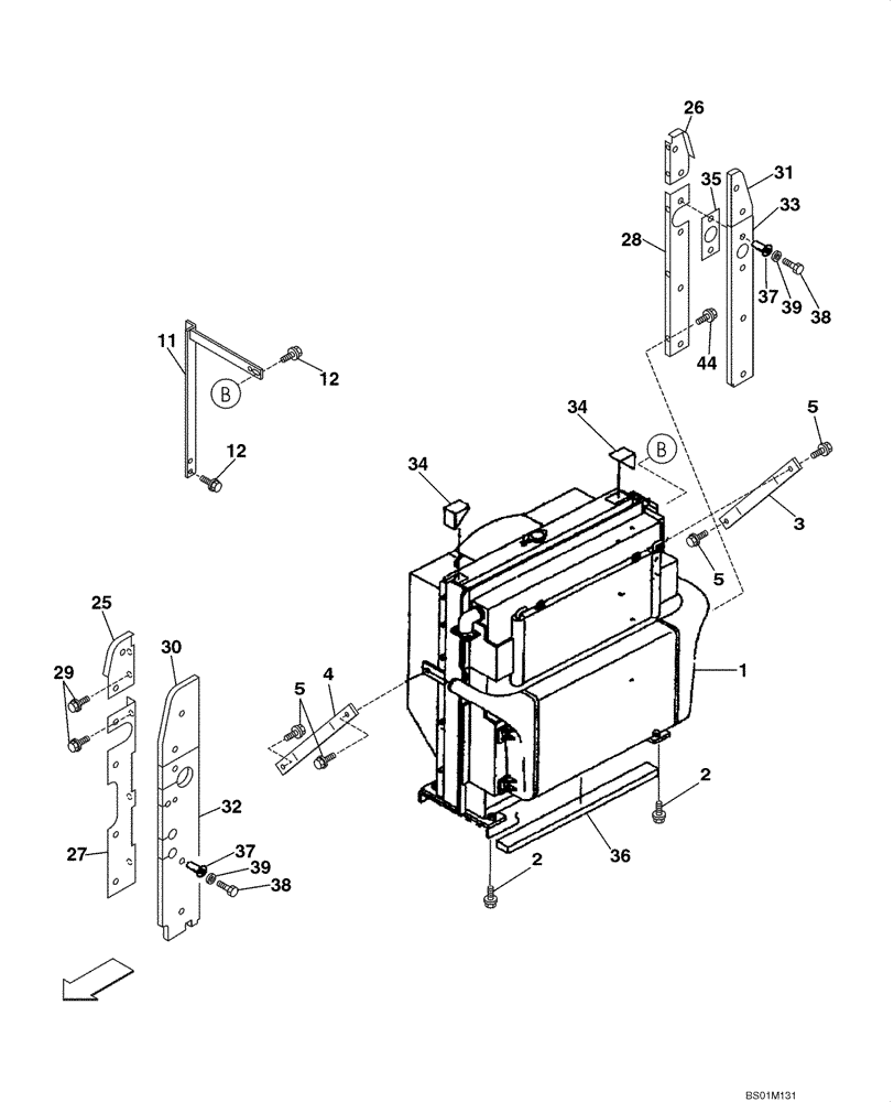 Схема запчастей Case CX290 - (02-04) - RADIATOR - COOLANT RECOVERY SYSTEM (02) - ENGINE