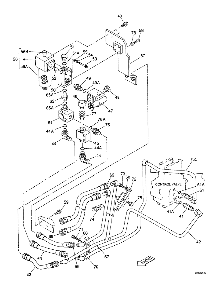 Схема запчастей Case 9007B - (8-050) - AUX HYDRAULIC CIRCUIT - HIGH FLOW (08) - HYDRAULICS