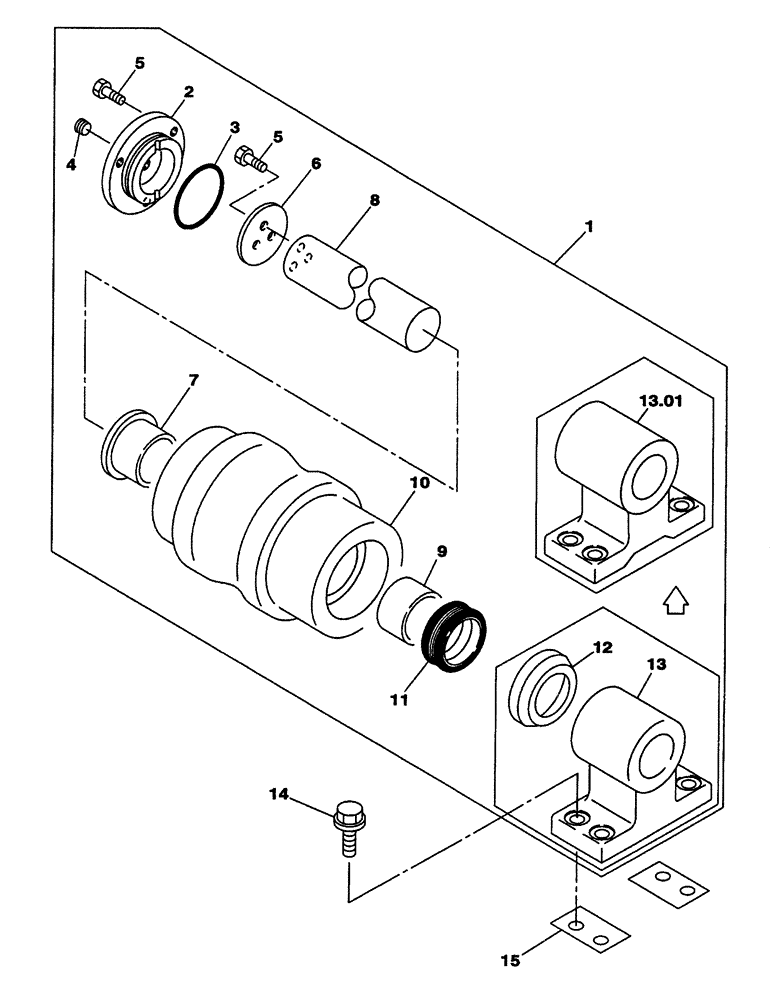 Схема запчастей Case CX350 - (05-021-00[01]) - ROLLER UPPER (11) - TRACKS/STEERING