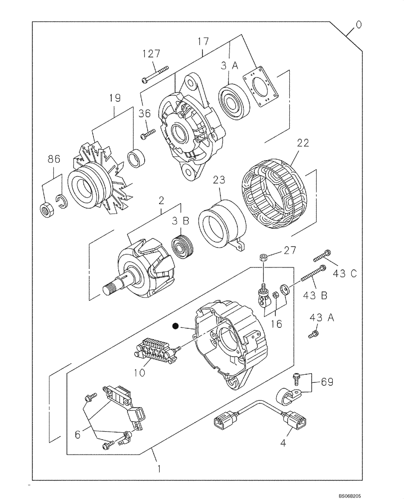 Схема запчастей Case CX700 - (04-066-01[01]) - ALTERNATOR (04) - ELECTRICAL SYSTEMS
