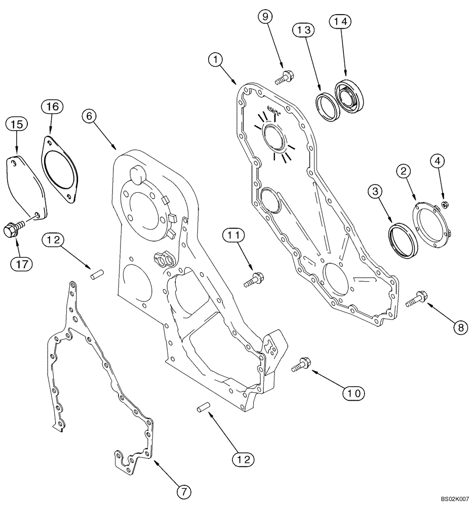 Схема запчастей Case CX330 - (02-07) - FRONT GEAR COVER (02) - ENGINE