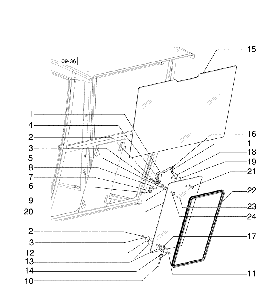 Схема запчастей Case 865B AWD - (09-39[01]) - CAB, WINDOW (09) - CHASSIS/ATTACHMENTS