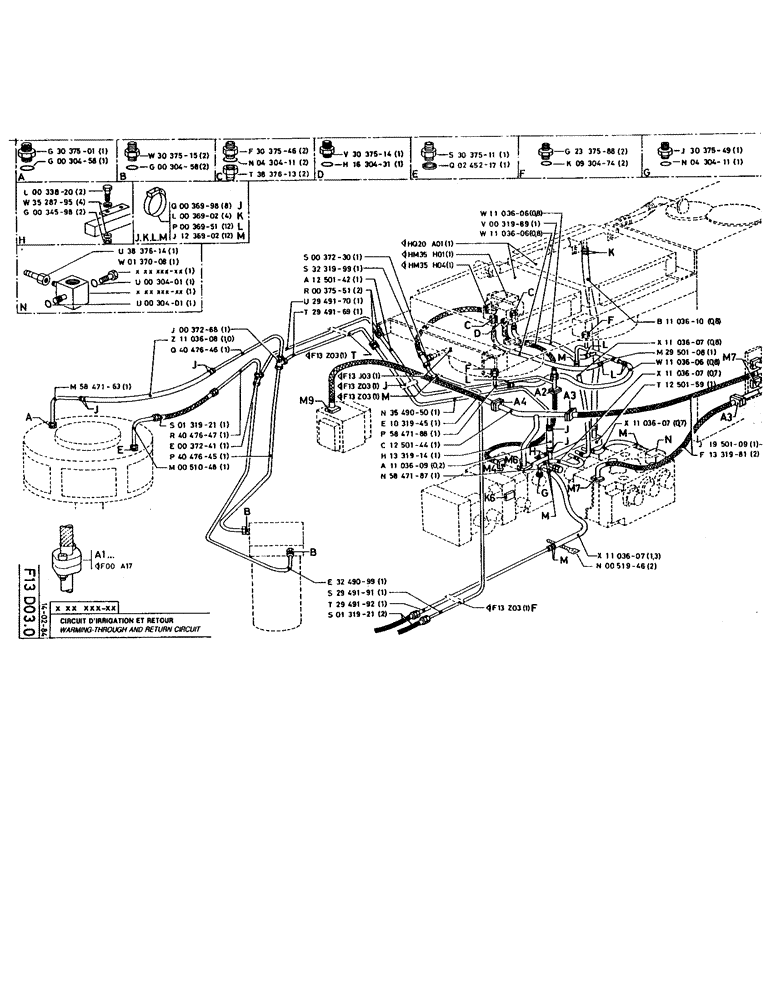 Схема запчастей Case 220 - (109) - WARMING-THROUGH AND RETURN CIRCUIT (07) - HYDRAULIC SYSTEM