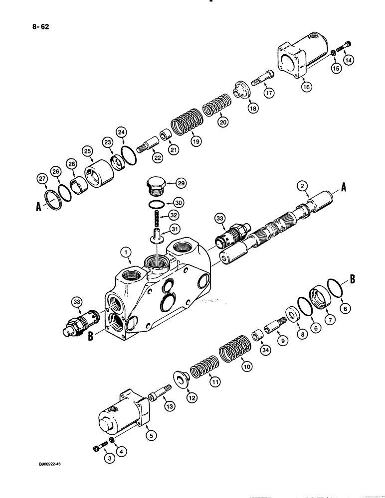 Схема запчастей Case W30 - (8-62) - LOADER BUCKET TILT SECTION - S300307 (08) - HYDRAULICS