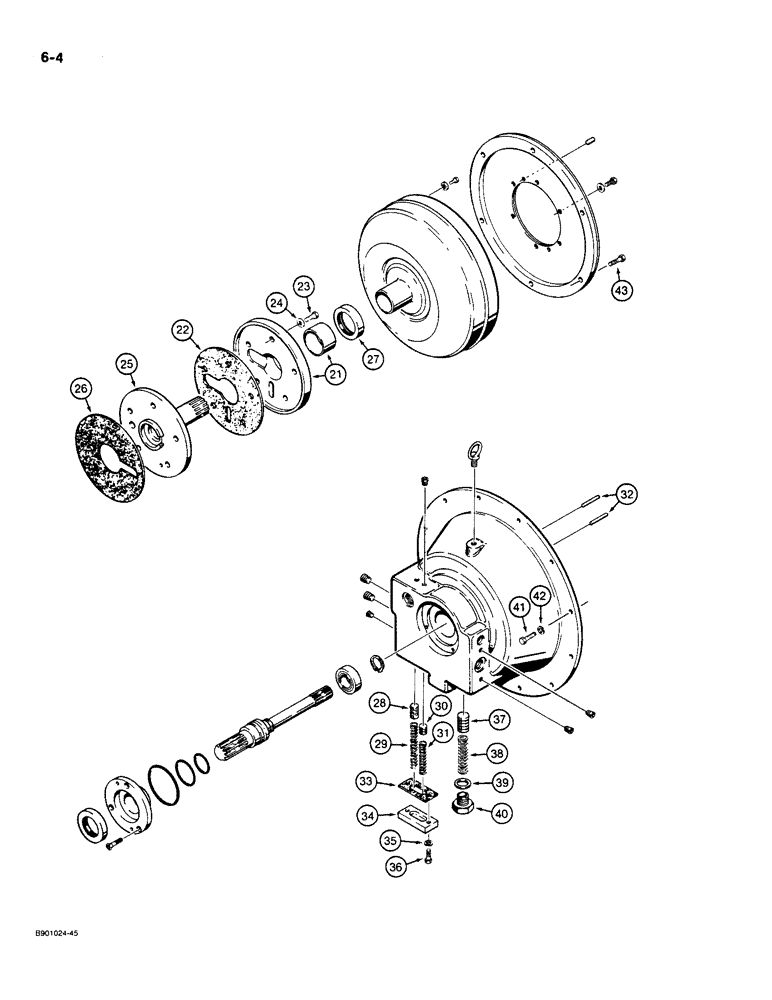 Схема запчастей Case 550 - (6-04) - TORQUE CONVERTER ASSEMBLY, PRIOR TO P.I.N. JAK0013968 (06) - POWER TRAIN