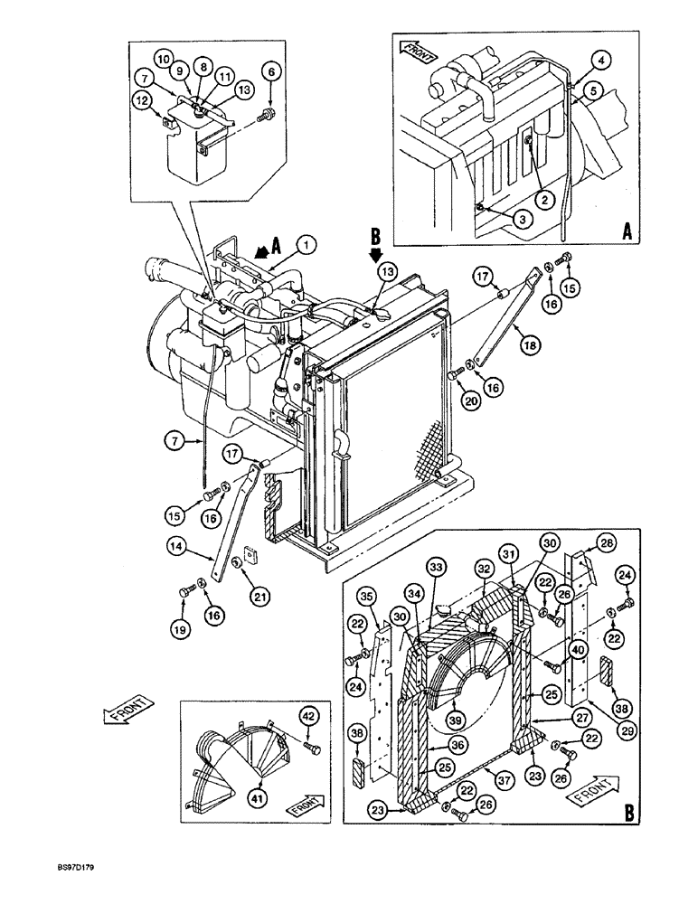 Схема запчастей Case 9045B - (2-04) - RADIATOR SUPPORTS AND COOLANT OVERFLOW RESERVOIR (02) - ENGINE