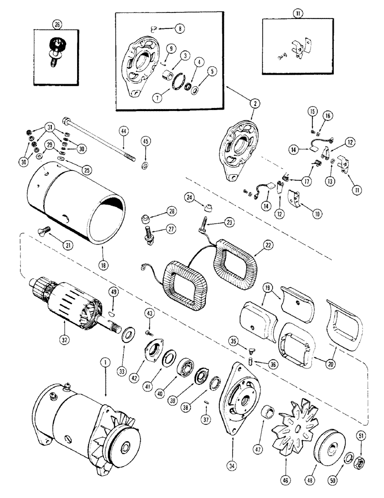 Схема запчастей Case 350 - (070) - D27034 GENERATOR, VENTILATED TYPE, DELCO-REMY NO. 1100404 (06) - ELECTRICAL SYSTEMS