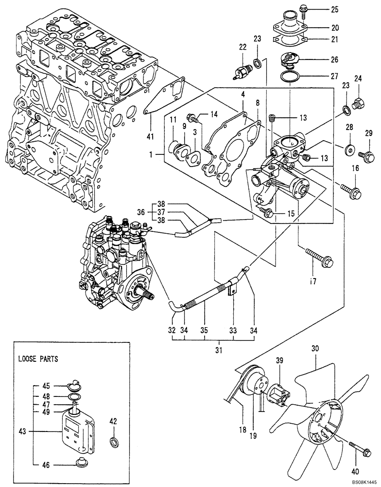 Схема запчастей Case CX27B BTW - (08-010) - COOLING WATER SYSTEM (10) - ENGINE