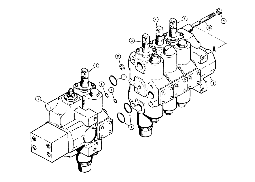 Схема запчастей Case 1450 - (310) - R38202 4 SPOOL VALVE, LOADER WITH DUAL PULL BEHIND OR RIPPER AND 4-IN-1 BUCKET (08) - HYDRAULICS