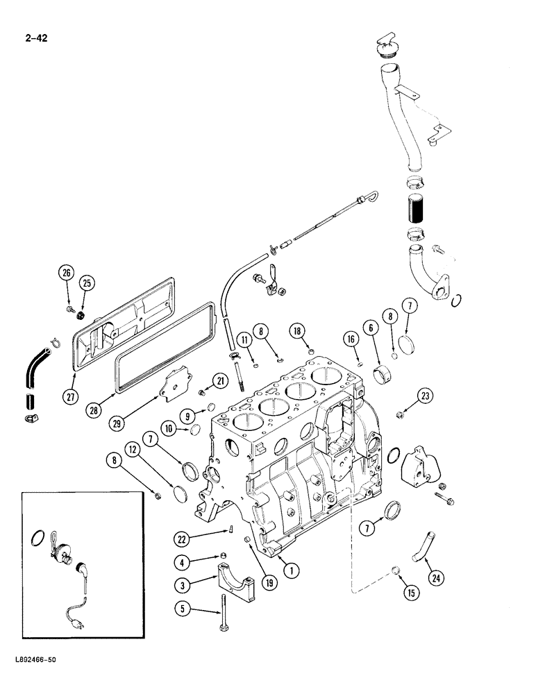 Схема запчастей Case 688 - (2-42) - CYLINDER BLOCK, 4T-390 ENGINE (02) - ENGINE