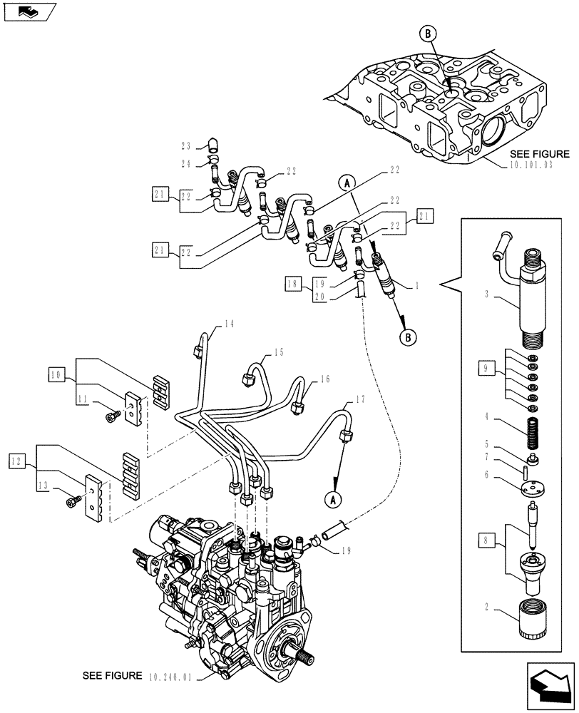 Схема запчастей Case CX27B ASN - (10.240.02) - FUEL INJECTION VALVE (10) - ENGINE