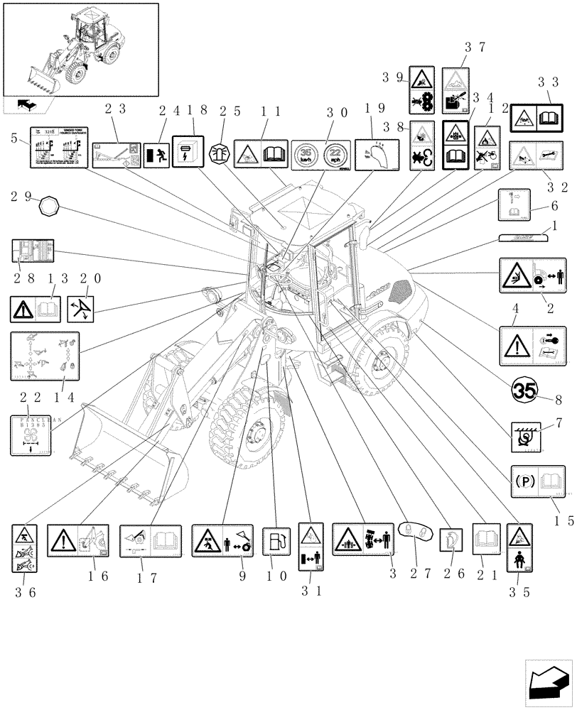 Схема запчастей Case 321E - (620/07[01]) - DECALS - EU - (HIGH SPEED) (08) - SHEET METAL/DECALS