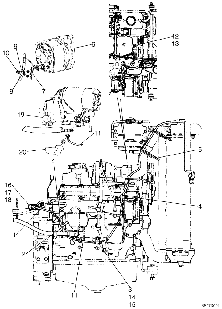 Схема запчастей Case 650K - (04-09) - HARNESS, ENGINE (RIGHT-HAND SIDE) - ALTERNATOR (04) - ELECTRICAL SYSTEMS