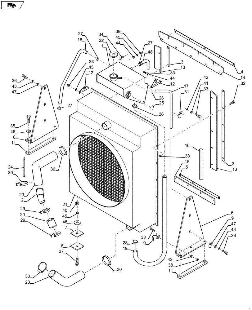 Схема запчастей Case SV211 - (10.400.BE[01]) - RADIATOR - INSTALLATION (10) - ENGINE