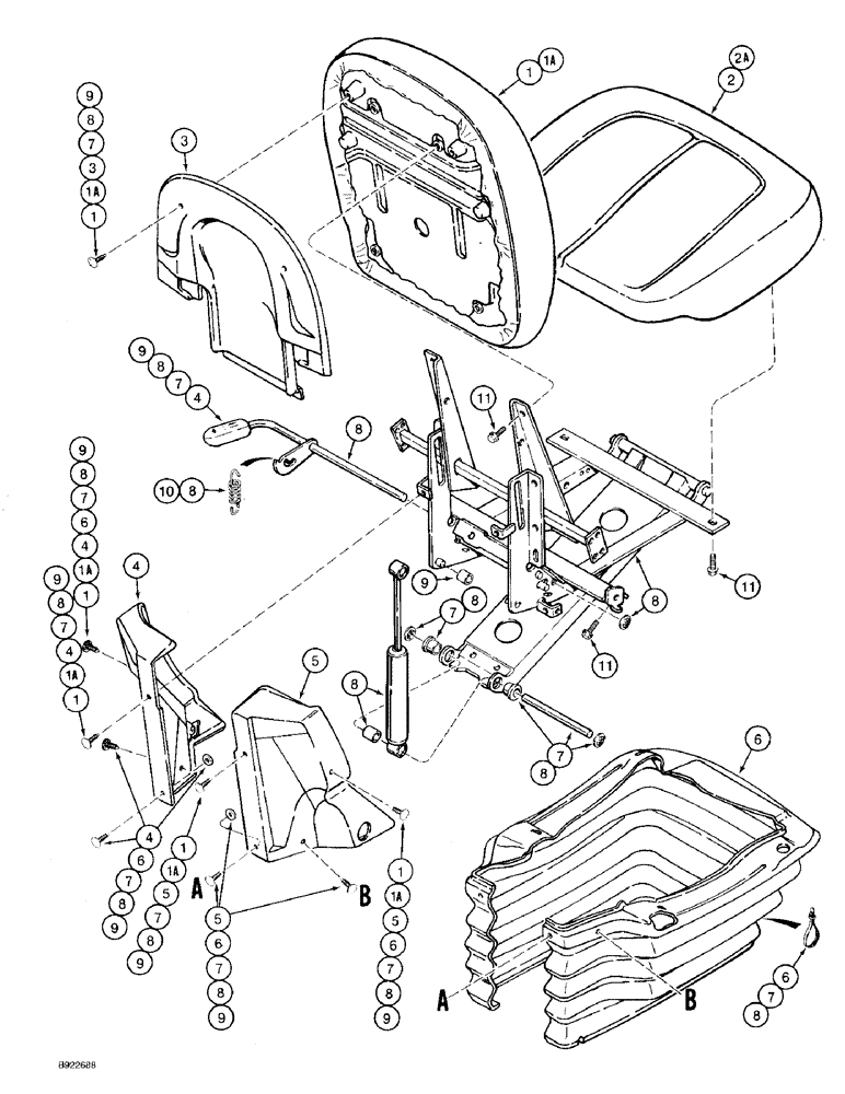 Схема запчастей Case 580SK - (9-125E) - SUSPENSION SEAT ASSEMBLIES (09) - CHASSIS/ATTACHMENTS