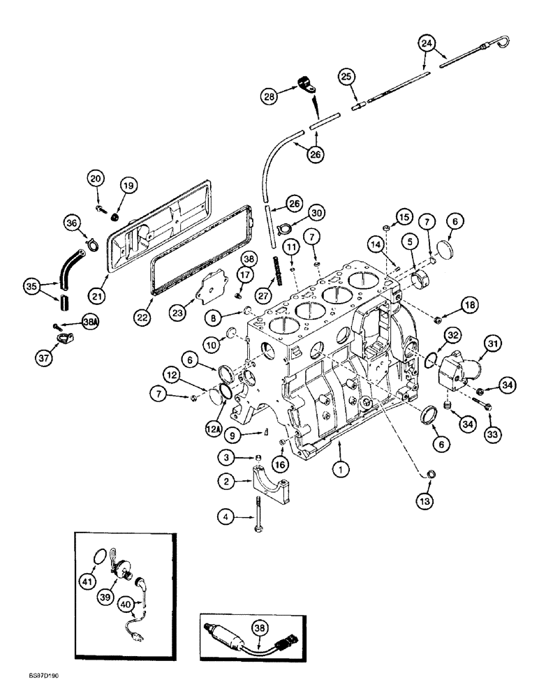 Схема запчастей Case 9010B - (2-074) - CYLINDR BLOCK,4TA-390 EMISS CERT ENG,*P.I.N. DAC01#2001 & AFT,PRIOR TO ENG S/N 45537238,ENG BLK HTR (02) - ENGINE