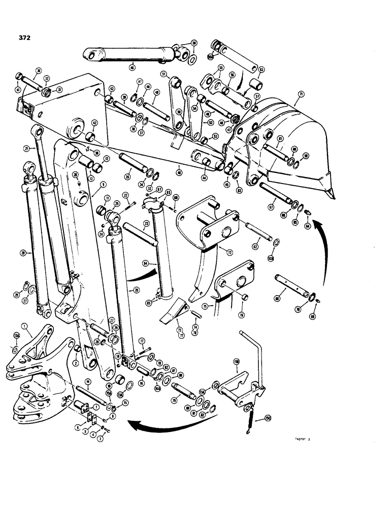 Схема запчастей Case 35 - (372) - TOWER, BOOM, DIPPER ARM AND BUCKET, USED ON ALL BACKHOE MODELS 