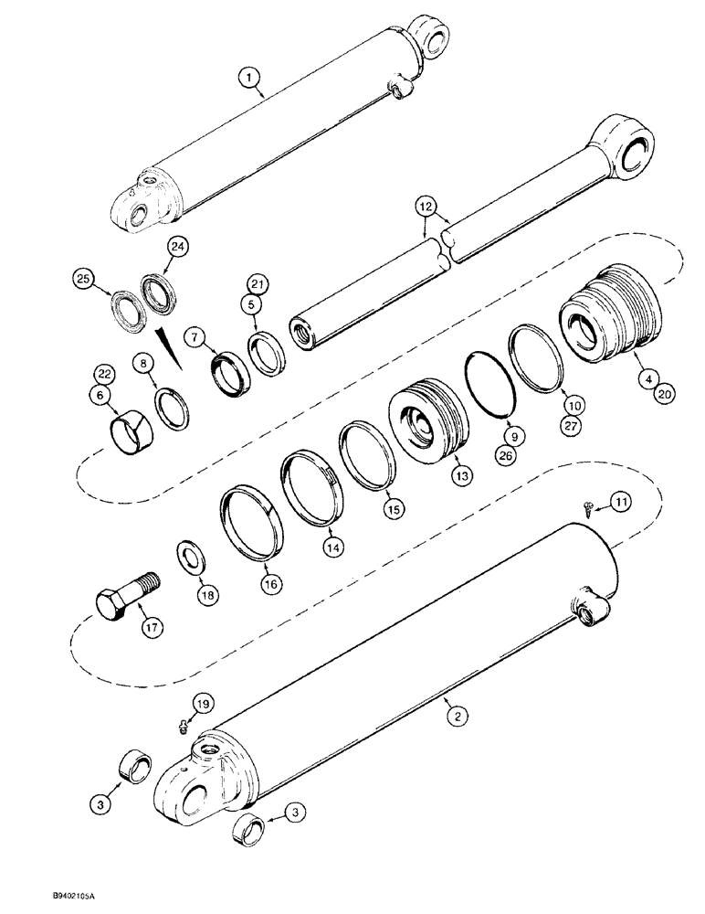 Схема запчастей Case 580SK - (8-122) - BACKHOE STABILIZER CYLINDERS (08) - HYDRAULICS