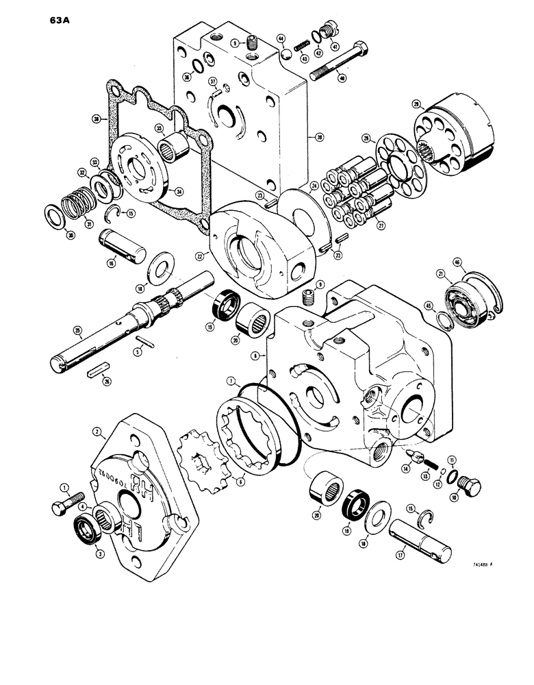 Схема запчастей Case 1816 - (63A) - D58910 AND D75993 VARIABLE DISPLACEMENT PUMP (35) - HYDRAULIC SYSTEMS