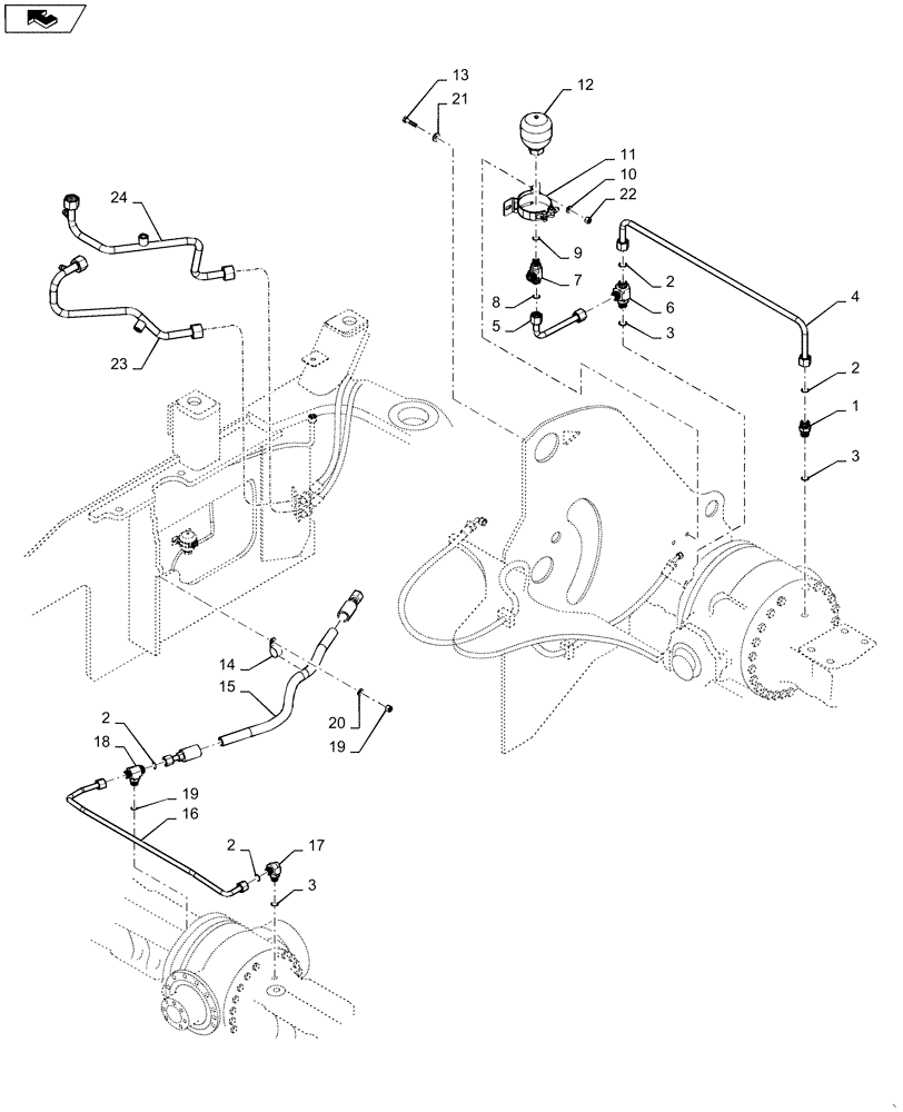 Схема запчастей Case 1021F - (33.202.05[02]) - BRAKE ACCUMULATOR HD (33) - BRAKES & CONTROLS