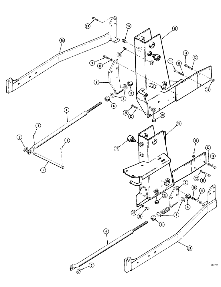 Схема запчастей Case 380CK - (168) - LOADER SIDE FRAMES, MODELS WITH RIGHT HAND AND LEFT HAND OIL RESERVOIRS (09) - CHASSIS/ATTACHMENTS