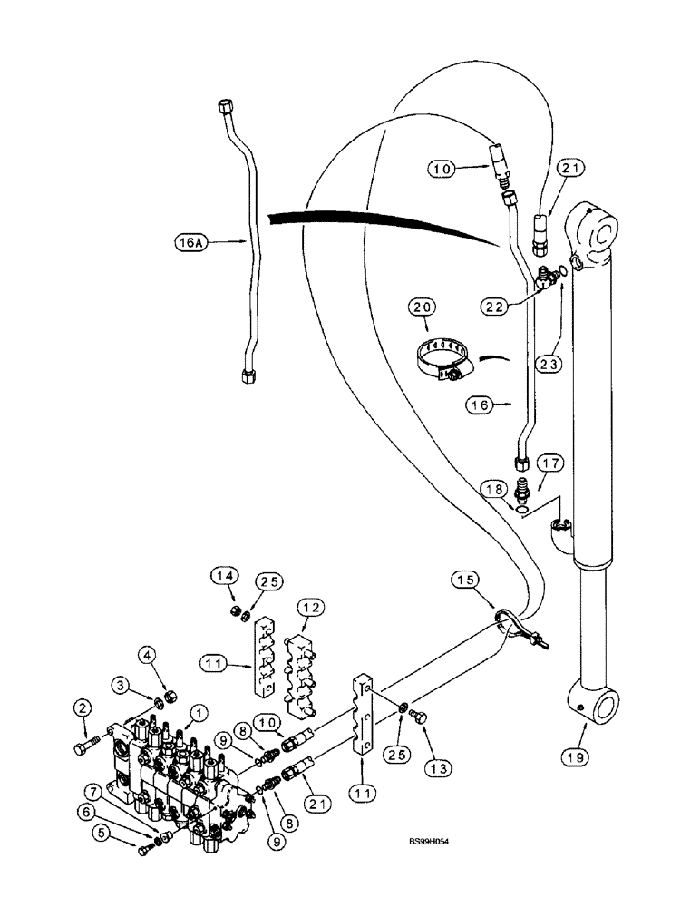 Схема запчастей Case 570LXT - (8-028) - BACKHOE BUCKET CYLINDER HYDRAULIC CIRCUIT, MODELS WITHOUT EXTENDABLE DIPPER (08) - HYDRAULICS