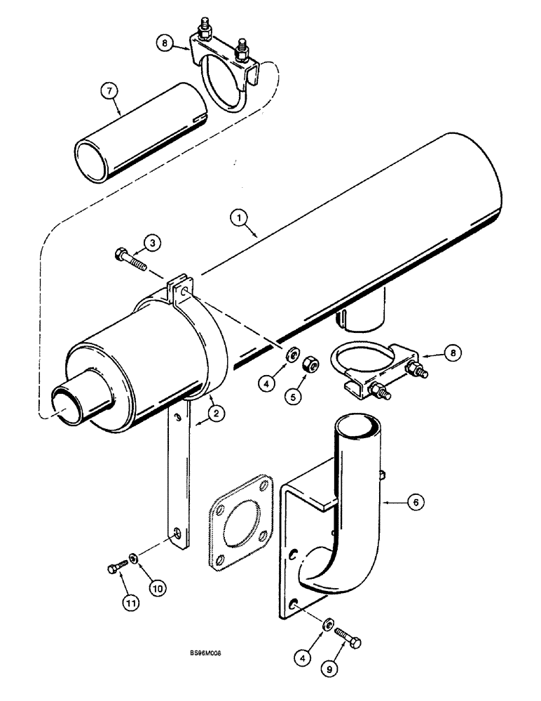 Схема запчастей Case 1825B - (2-06) - MUFFLER AND EXHAUST SYSTEM (02) - ENGINE